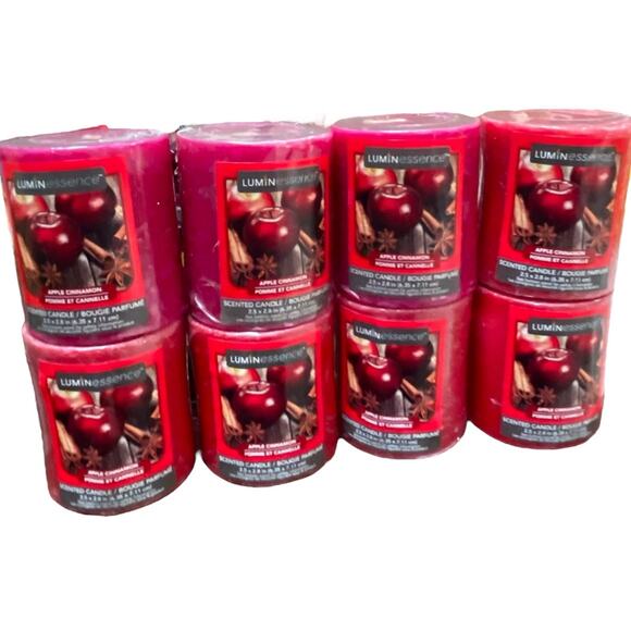 Luminessence Candle Apple Cinnamon Scent Gift 7oz Hostess Housewarming Lot of 8 - Picture 4 of 8